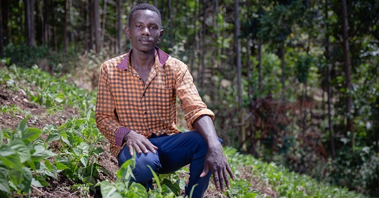 Felix a young farmer taking part in Farm Africa's Growing Futures project in western Kenya