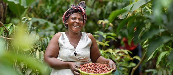 Grace has received training from Farm Africa and takes care of half an acre of coffee. Photo: Farm Africa / Jjumba Martin 