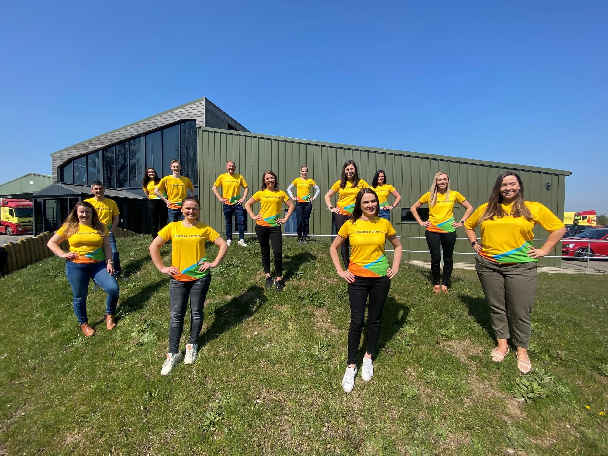 L J Fairburns staff wearing Farm Africa tshirts.