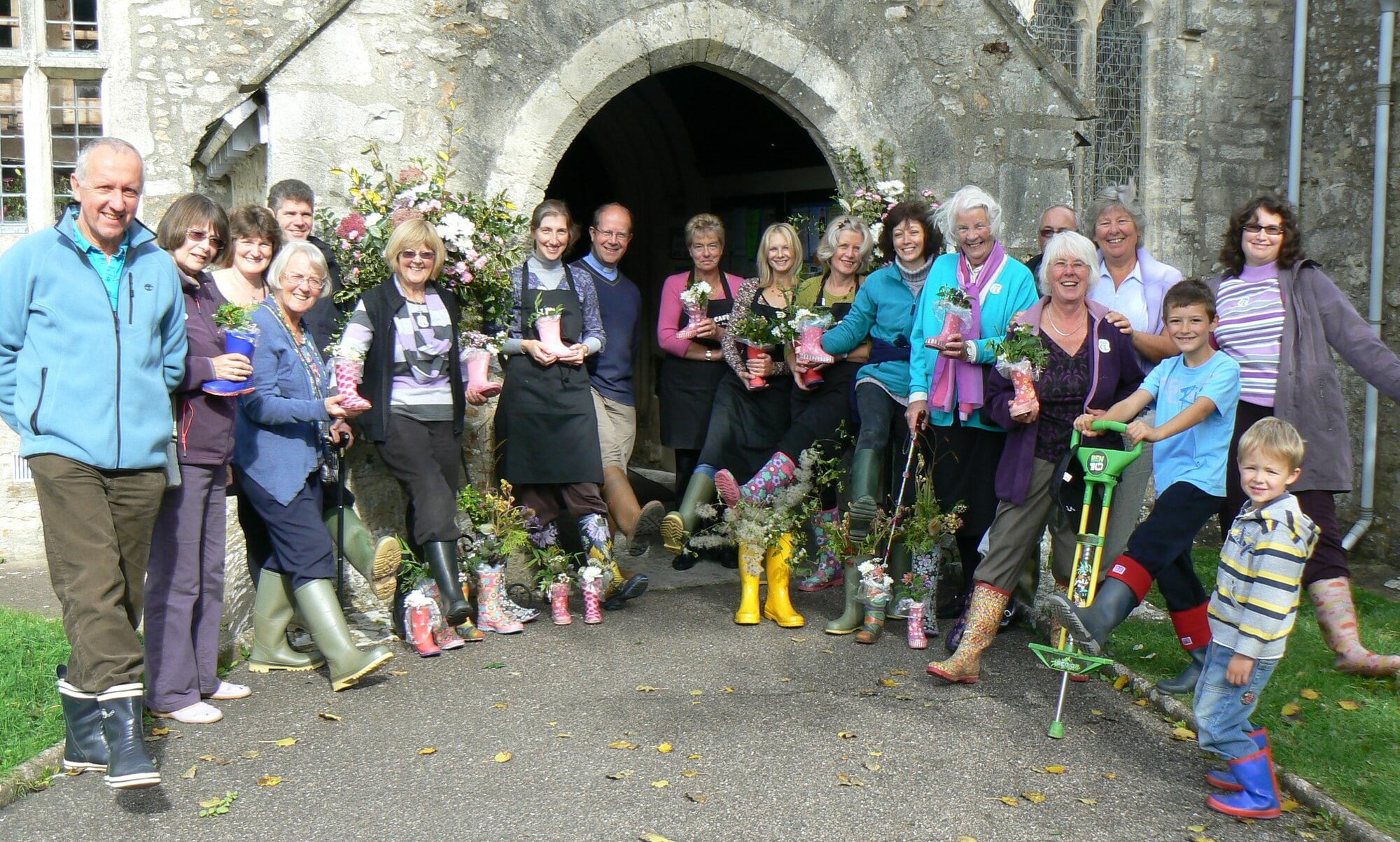 Members of a congregation wearing wellies in support of Farm Africa