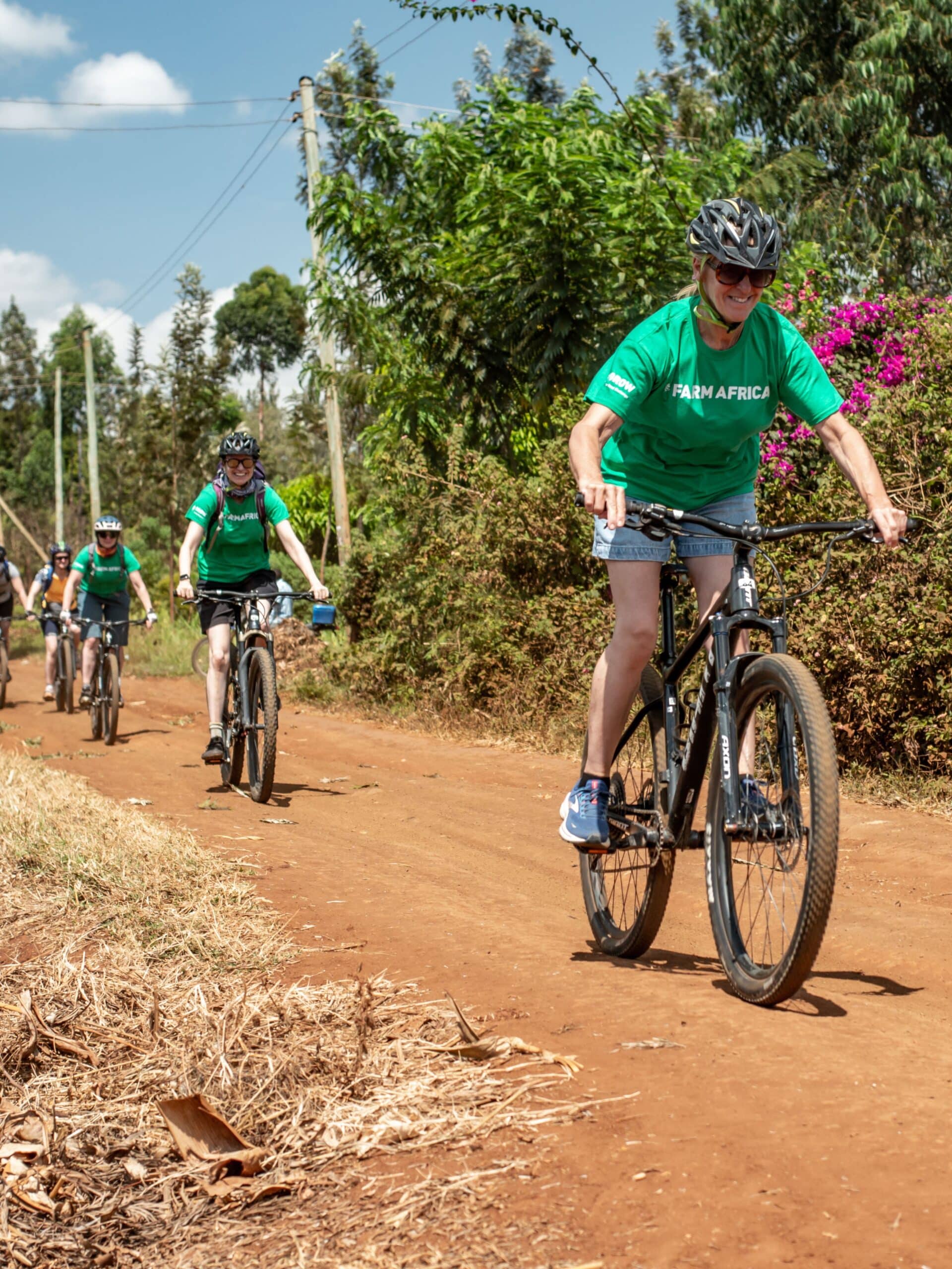 The GROW for Good challenge team cycling in Kenya.