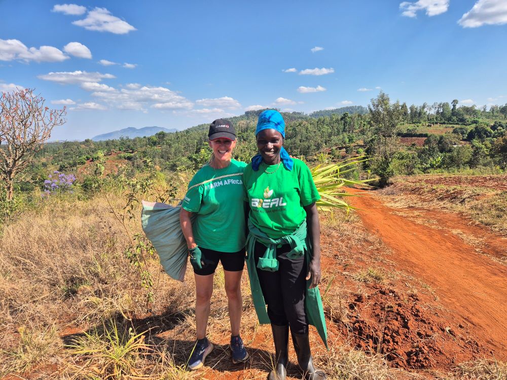 Minette Batters pictured with Juliet Muthoni at Juliet's farmer in Embu County, Kenya.